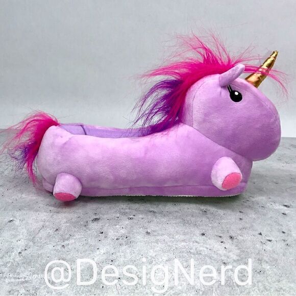 URMI THE UNICORN PLUSH SLIPPERS ADULT SMALL /YOUTH XL LED LIGHT UP HORN PUPLE - Picture 10 of 15